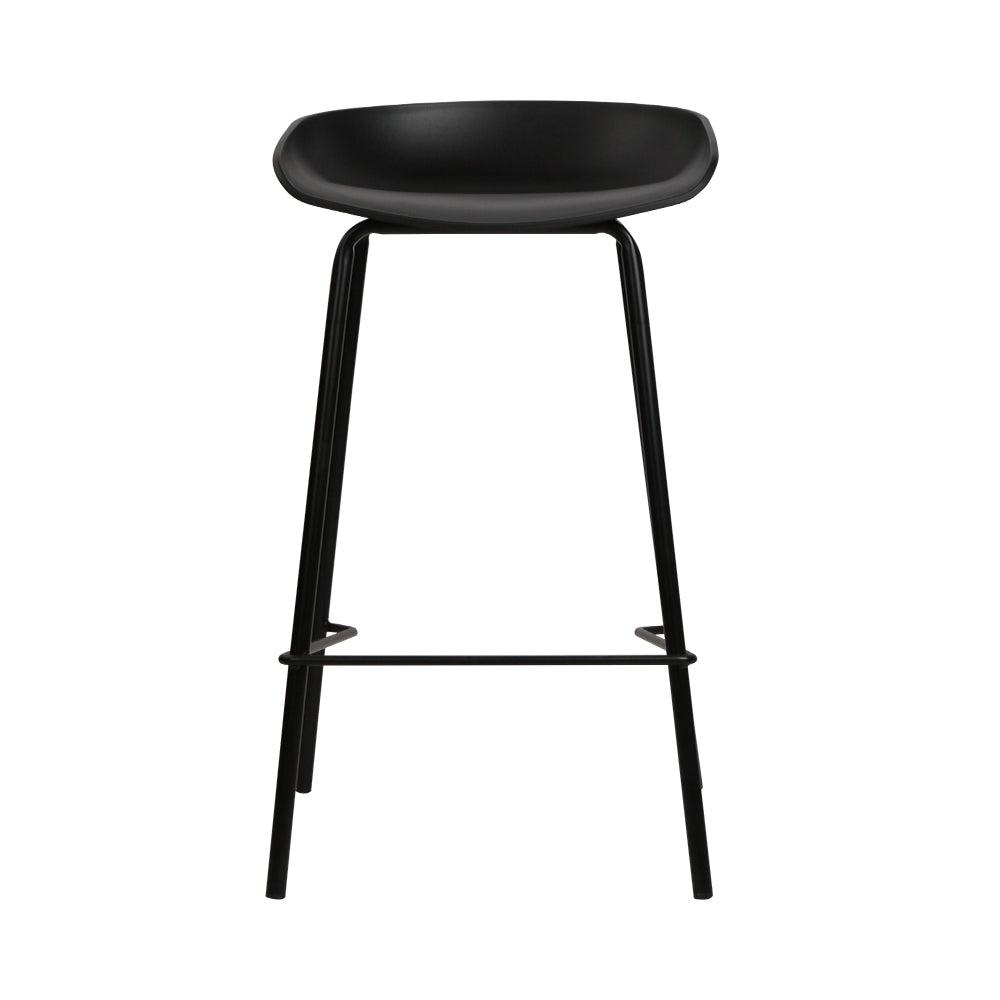 Set of 2 Metal Bar Stools - Black