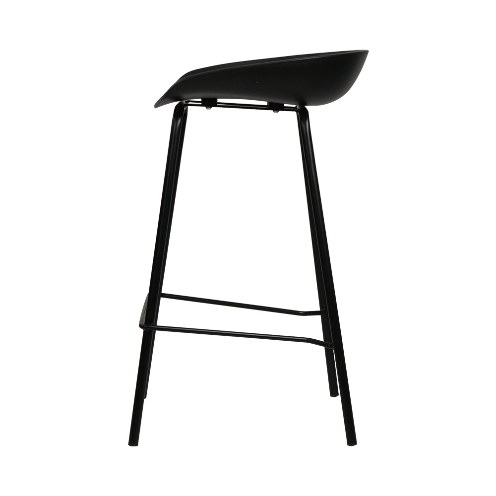 Set of 2 Metal Bar Stools - Black