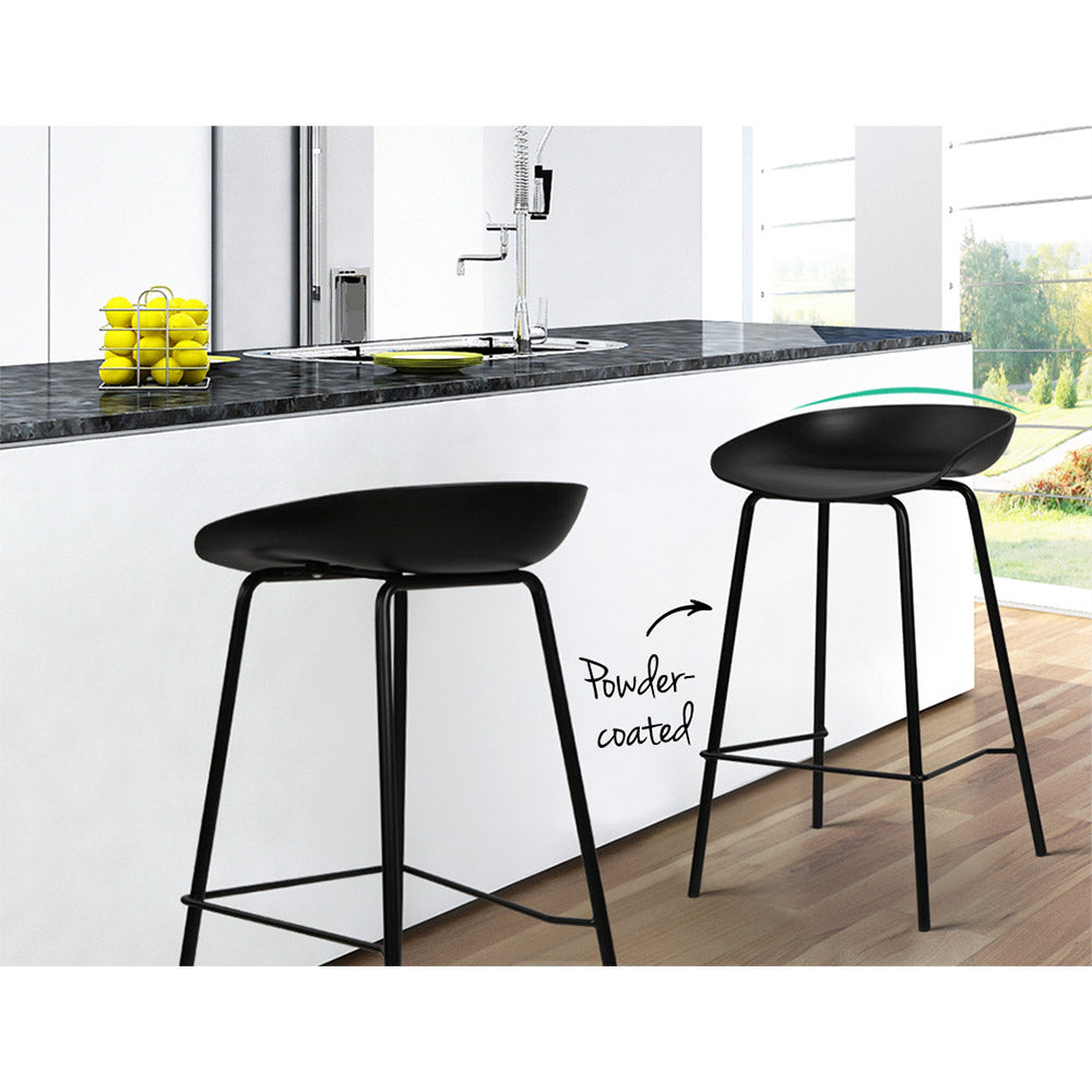 Set of 2 Metal Bar Stools - Black