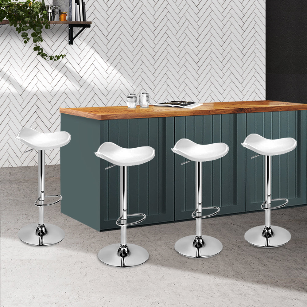 Set of 4 Swivel Bar Stools - White