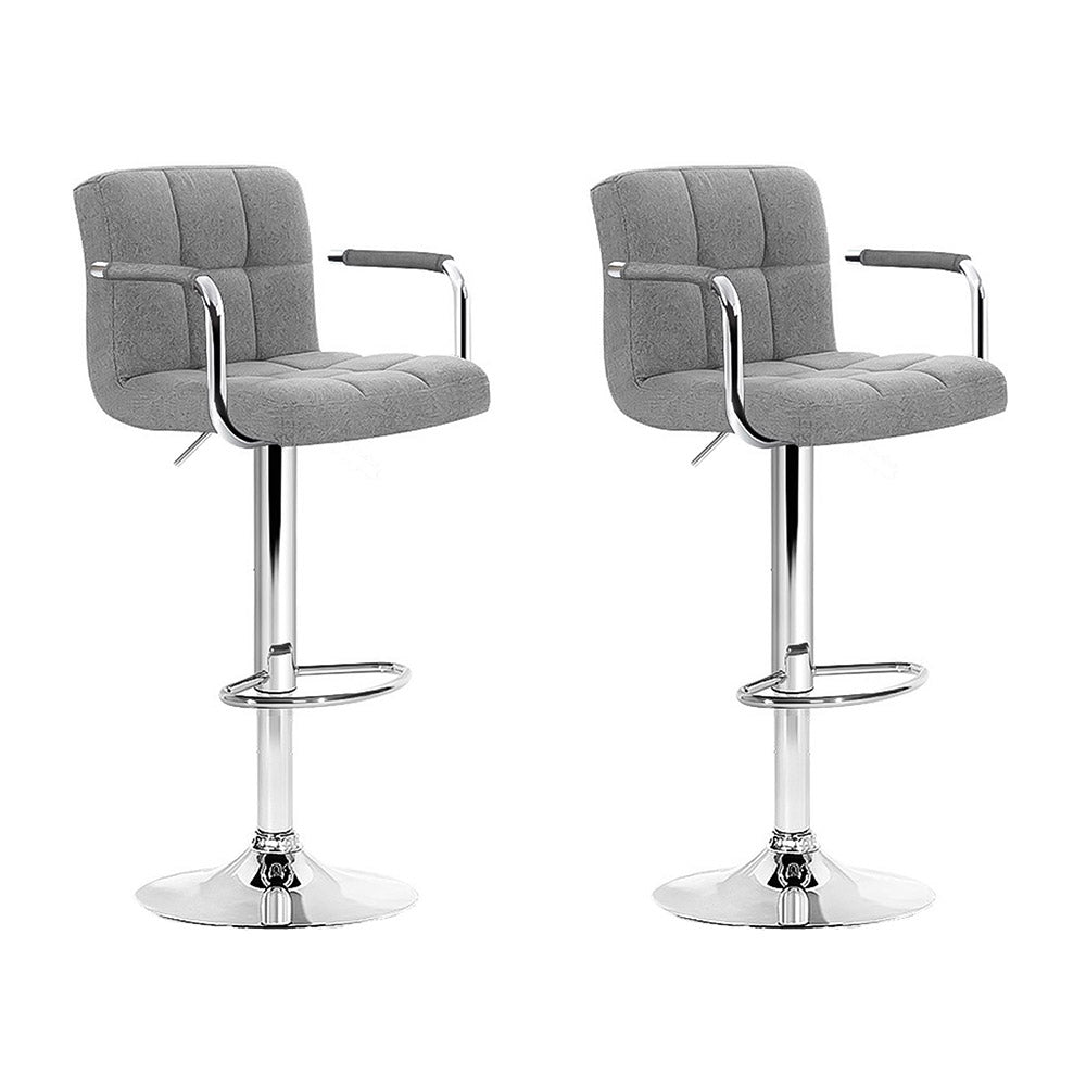 Set of 2 Bar Stools Gas lift Swivel - Steel and Grey