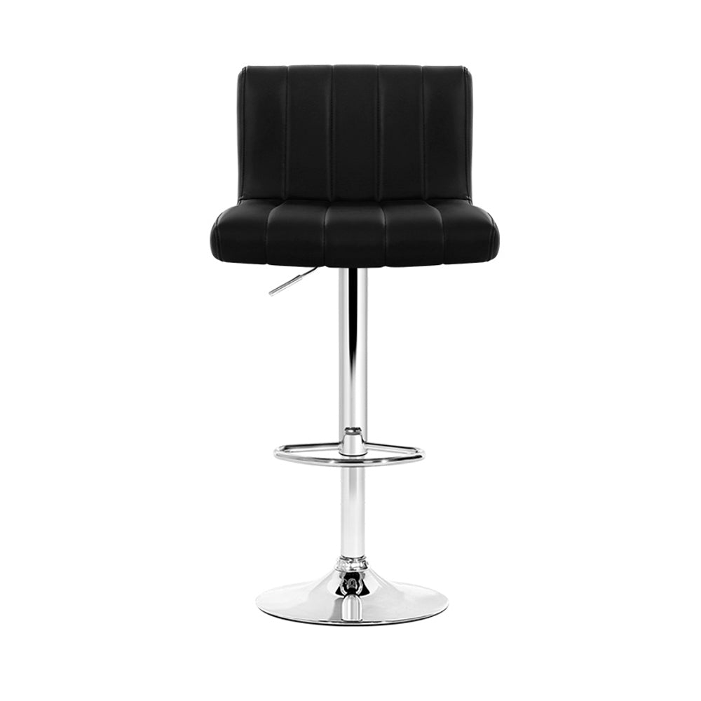 Set of 4 Line Style PU Leather Bar Stools - Black