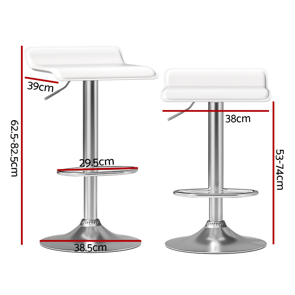 Bar Stools Kitchen Stool Chairs Dining Gas Lift PU Leather White x2