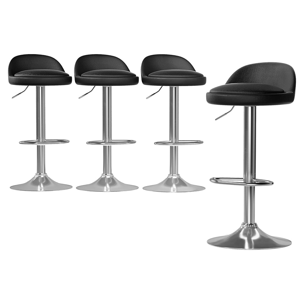 Set of 4 Nuvo Bar Stools PU Leather Gas Lift Black