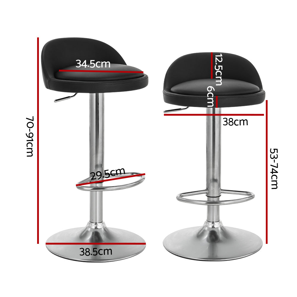 Set of 4 Nuvo Bar Stools PU Leather Gas Lift Black