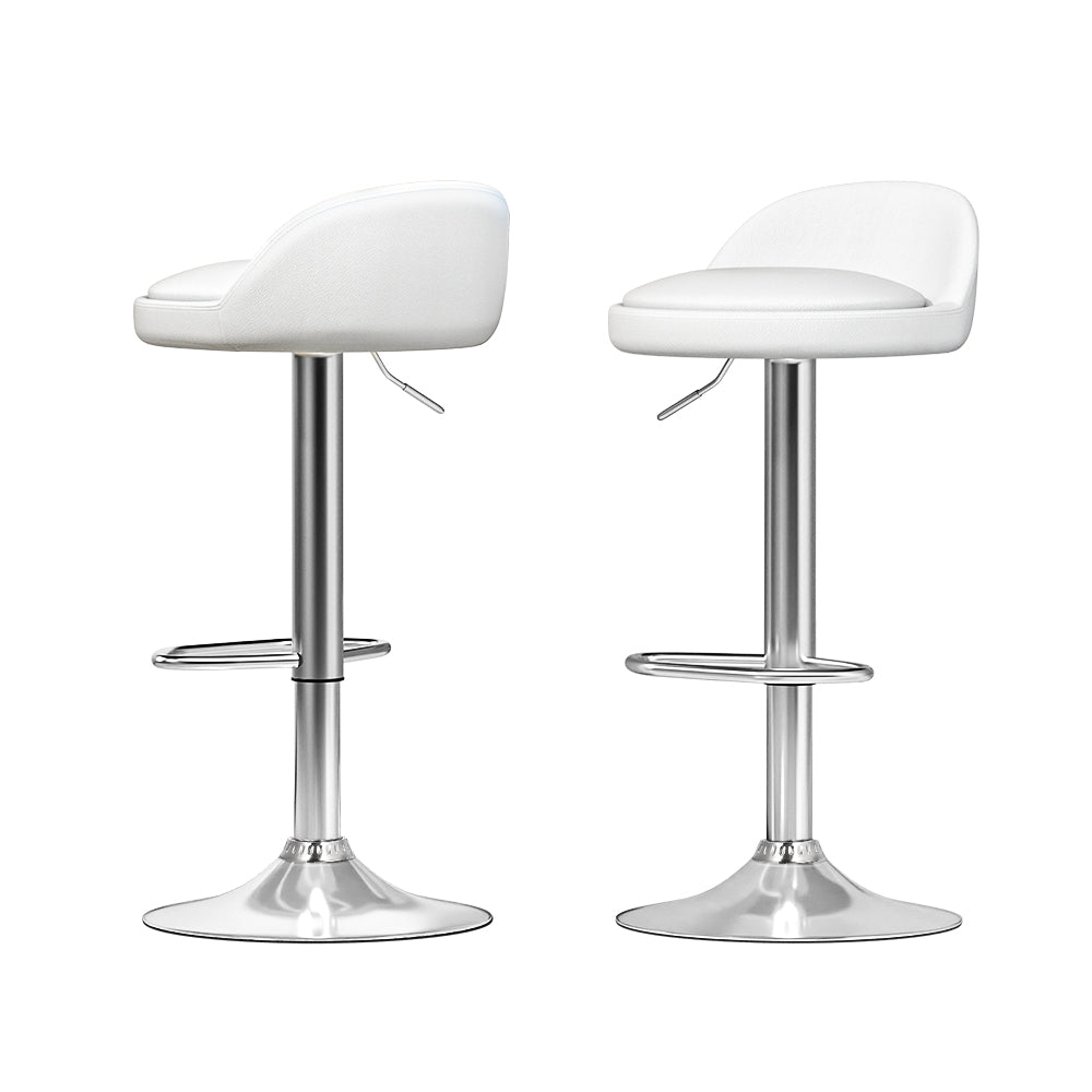 Bar Stools Kitchen Stool Chairs Dining Gas Lift Swivel Leather White x2