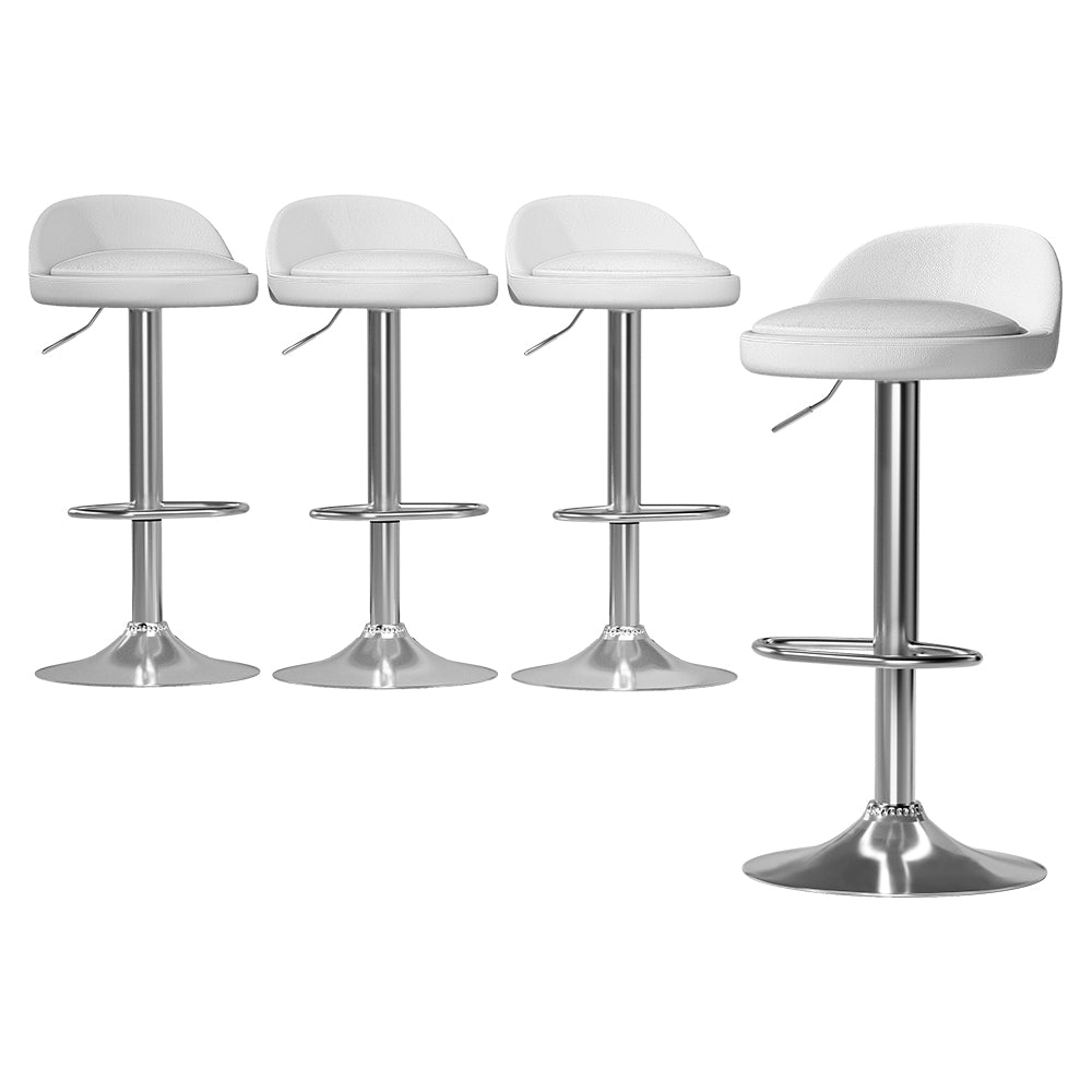 Set of 4 Nuvo Bar Stools PU Leather Gas Lift White