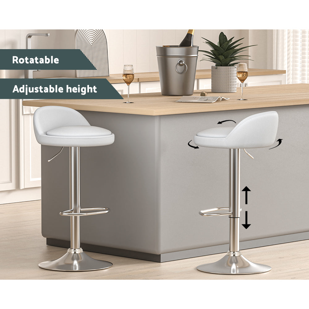 Set of 4 Nuvo Bar Stools PU Leather Gas Lift White