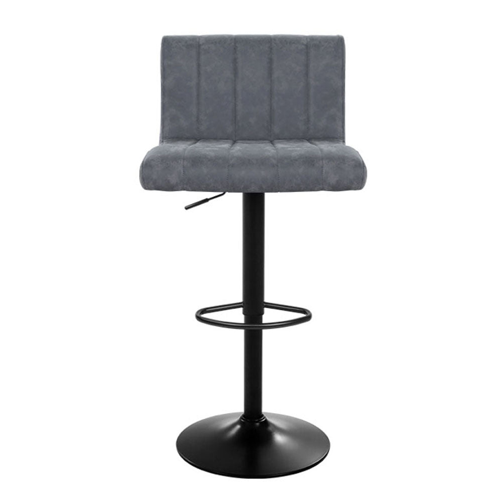 Set of 2 Bar Stools PU Leather Line Style - Grey