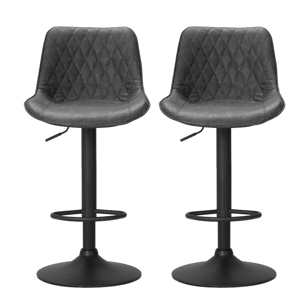 Set of 2 Bar Stools Kitchen Stool Chairs Metal Barstool Dining Chair Black Rushal