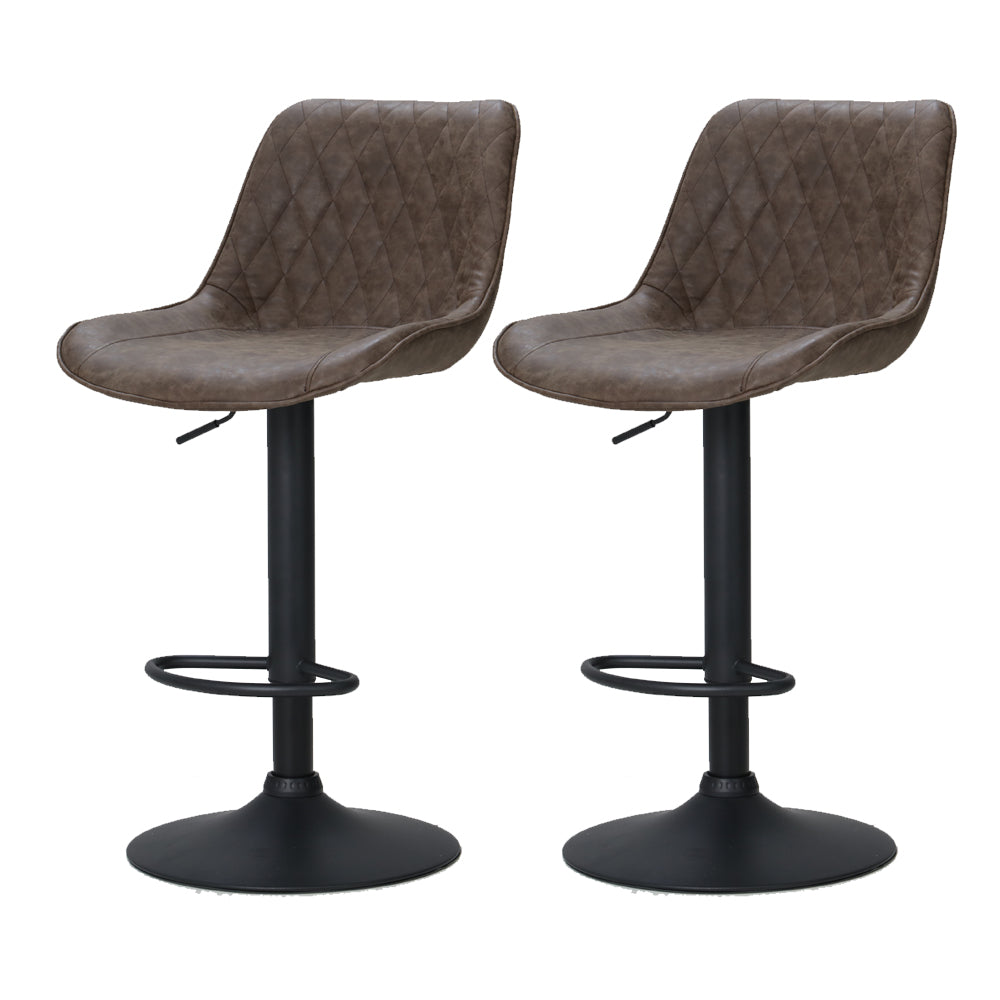 Set of 2 Bar Stools Kitchen Stool Chairs Metal Barstool Dining Chair Brown Rushal