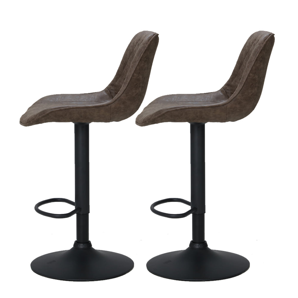 Set of 2 Bar Stools Kitchen Stool Chairs Metal Barstool Dining Chair Brown Rushal