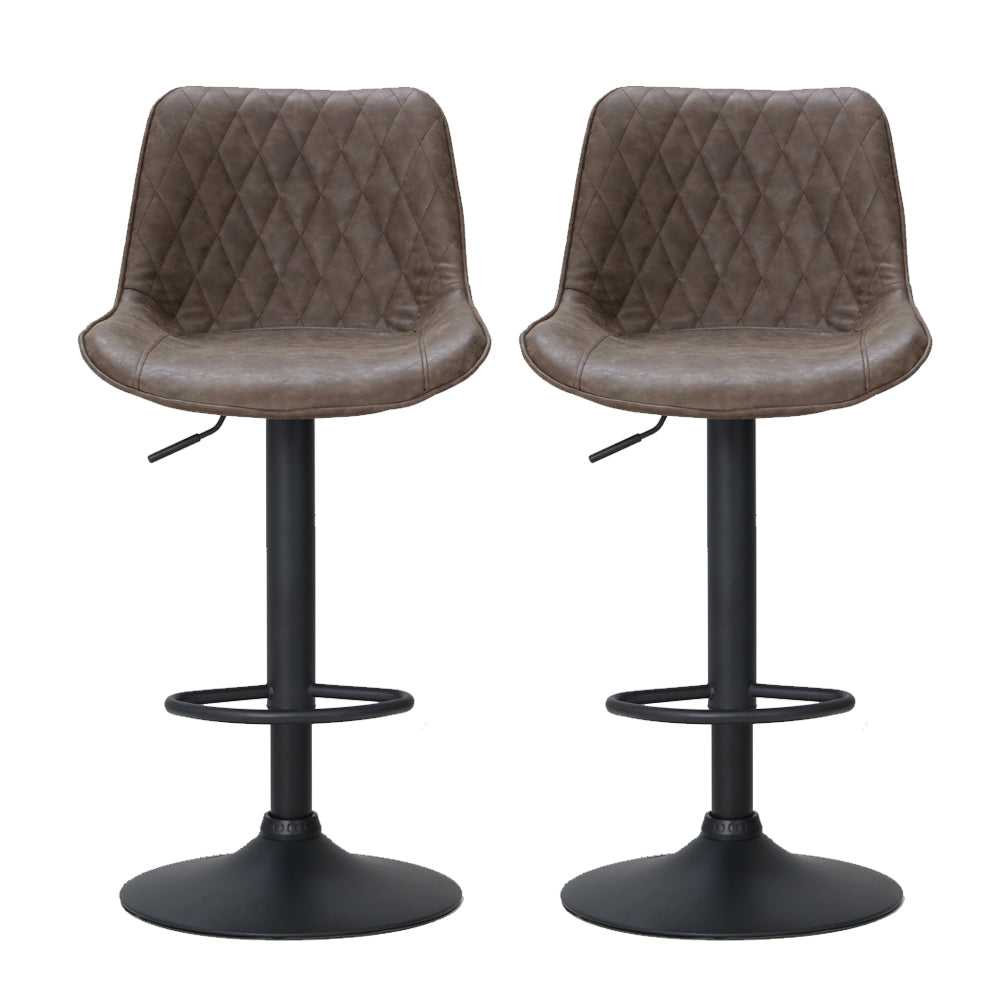 Set of 2 Bar Stools Kitchen Stool Chairs Metal Barstool Dining Chair Brown Rushal