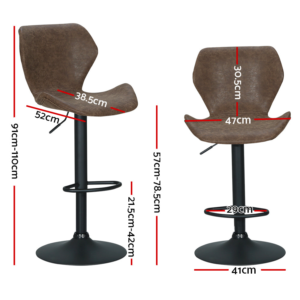 Set of 2 Bar Stools Kitchen Stool Chairs Metal Barstool Swivel Brown Frawley