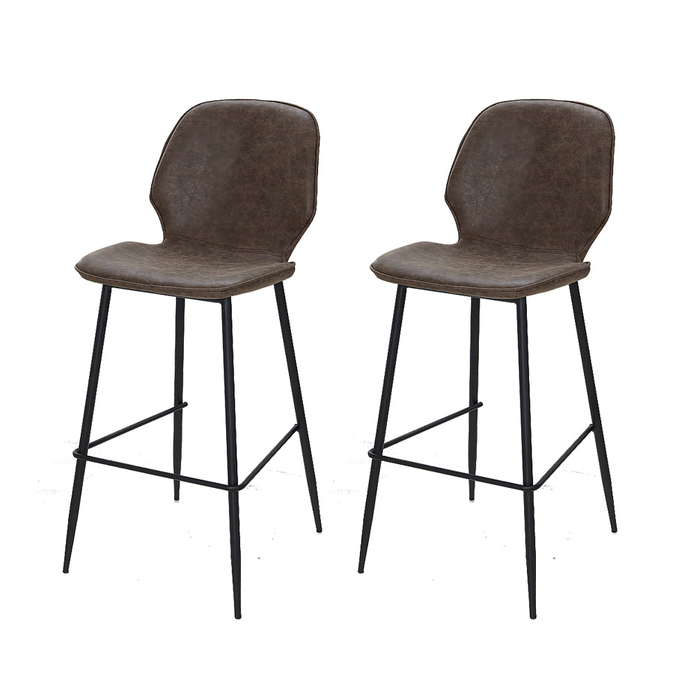 Set of 2 Bar Stools Kitchen Stool Barstool Dining Chairs Leather Brown Kingsley