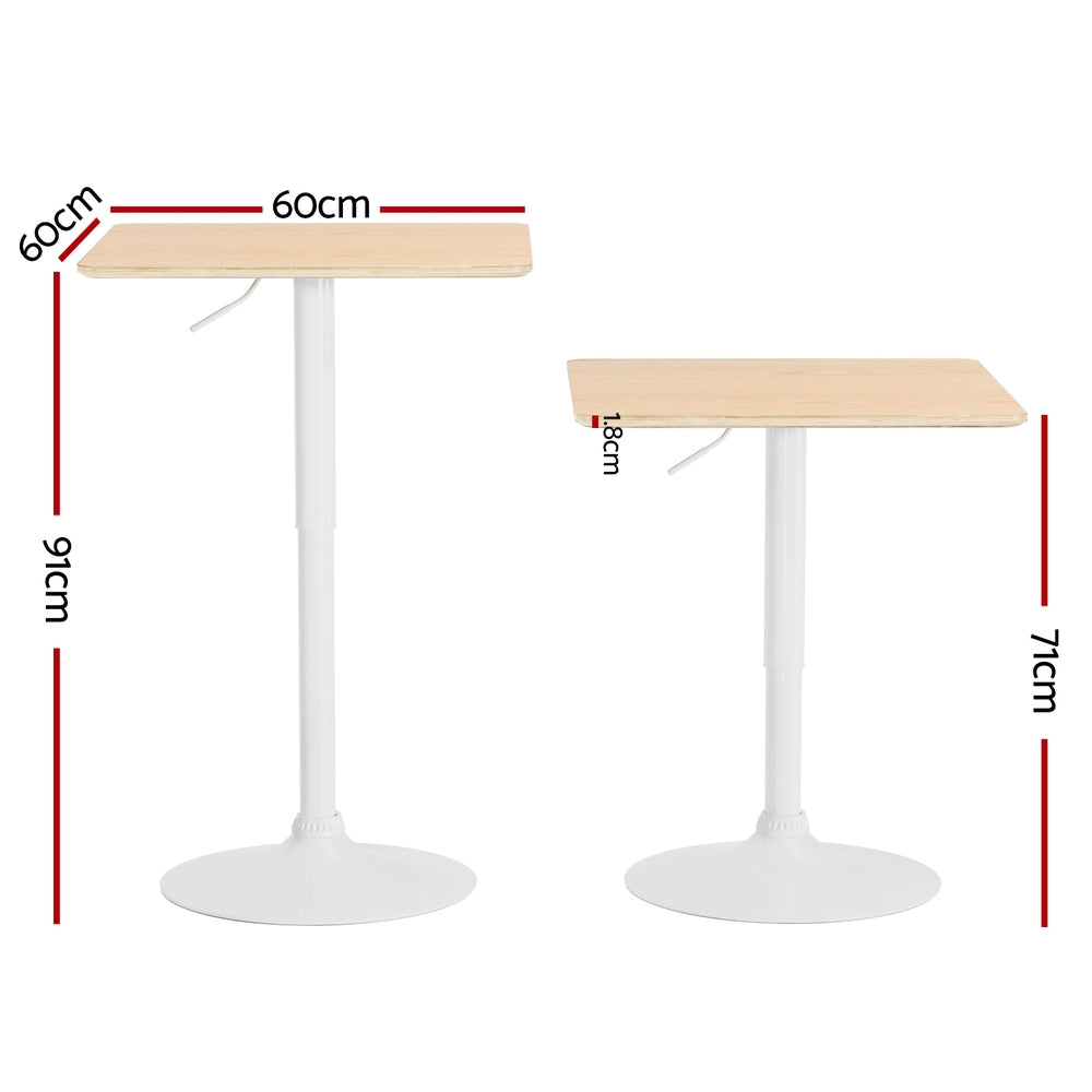 Square Bar Table with Swivel Base and Gas Lift - 60CM