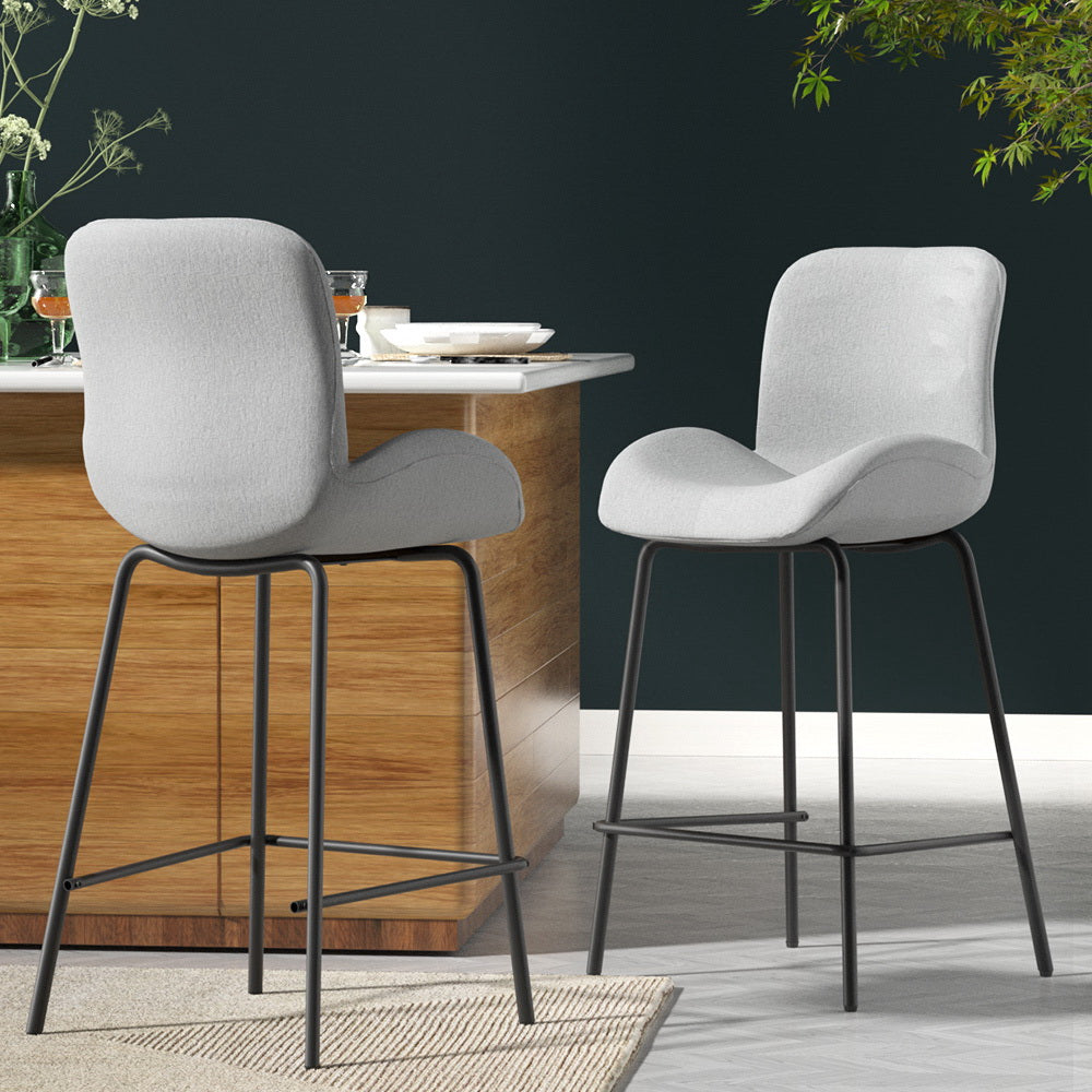 Bar Stools Metal Stool Dining Chairs Kitchen Counter Barstools Fabric x2