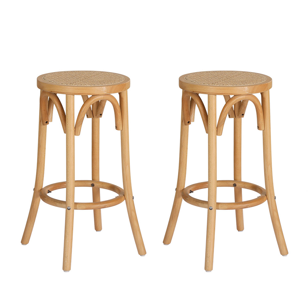 Set of 2 Apri Rattan Seat Bar Stools