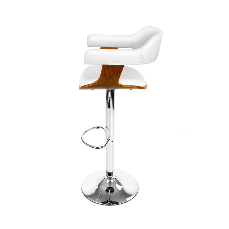 Set of 2 Finley Wooden Gas Lift Bar Stools With Armrest White