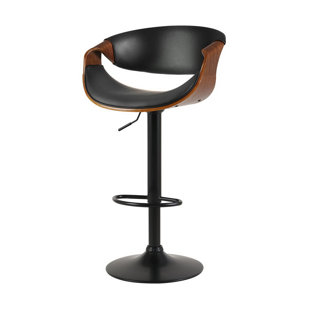 Landon Wood and Leather Gas Lift Bar Stool Black