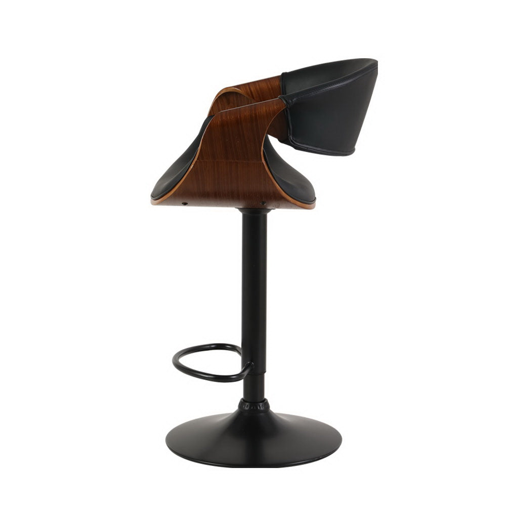 Landon Wood and Leather Gas Lift Bar Stool Black