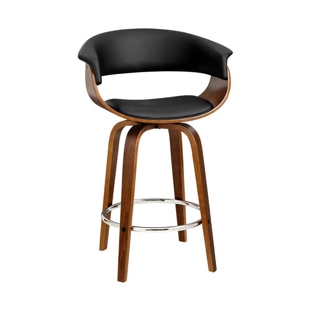 Lawson Wood and Leather Swivel Bar Stool Black