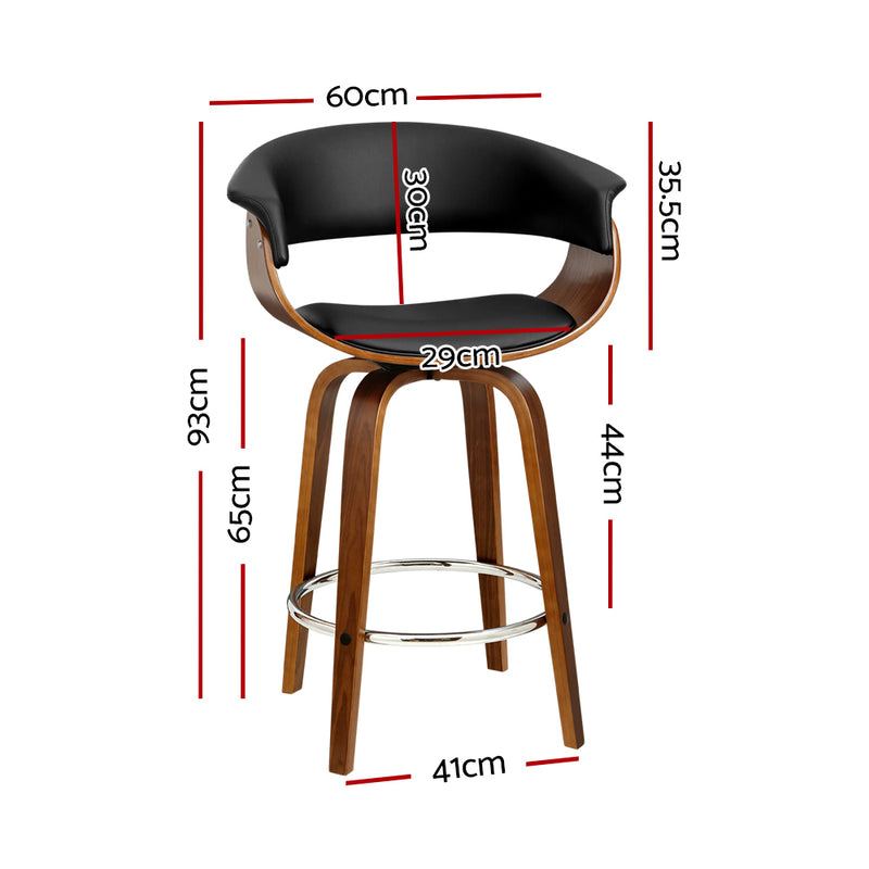 Lawson Wood and Leather Swivel Bar Stool Black