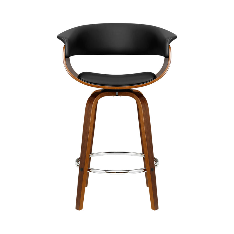 Lawson Wood and Leather Swivel Bar Stool Black