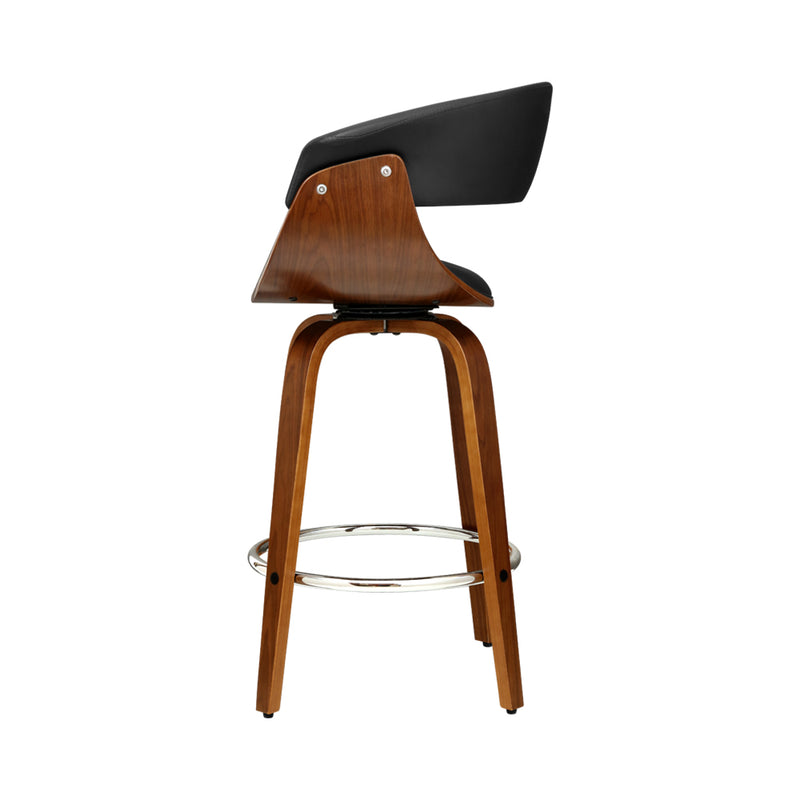 Lawson Wood and Leather Swivel Bar Stool Black