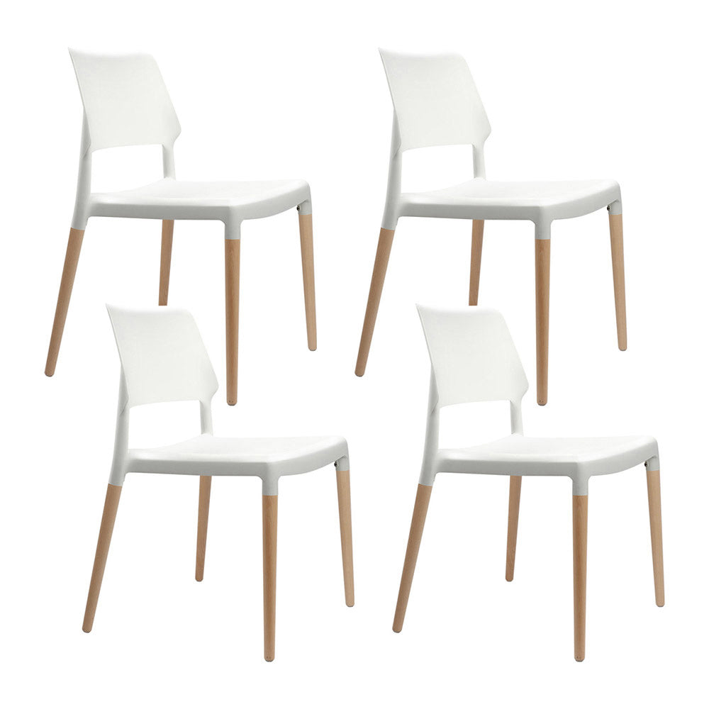 Dining Chairs White Stackable Set of 4