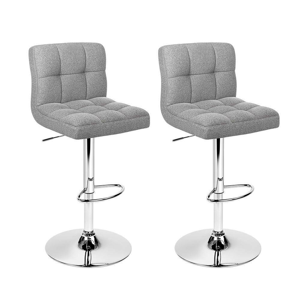 Set of 2 Fabric Swivel Bar Stools - Grey