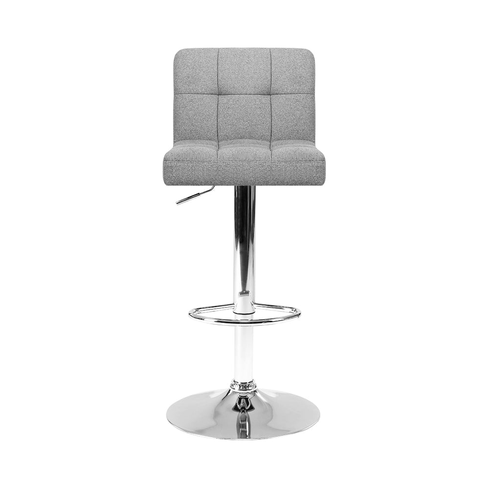 Set of 2 Fabric Swivel Bar Stools - Grey