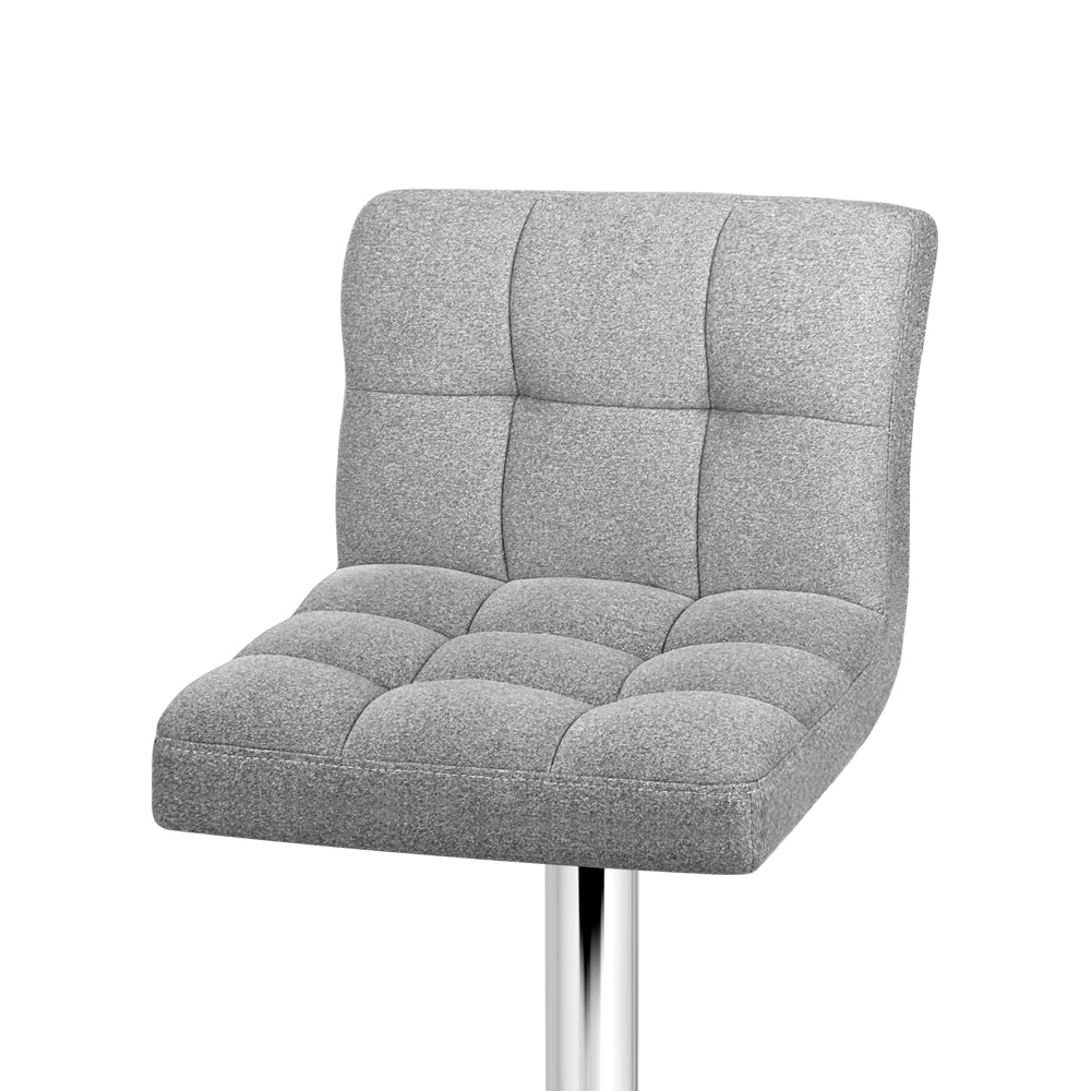 Set of 2 Fabric Swivel Bar Stools - Grey