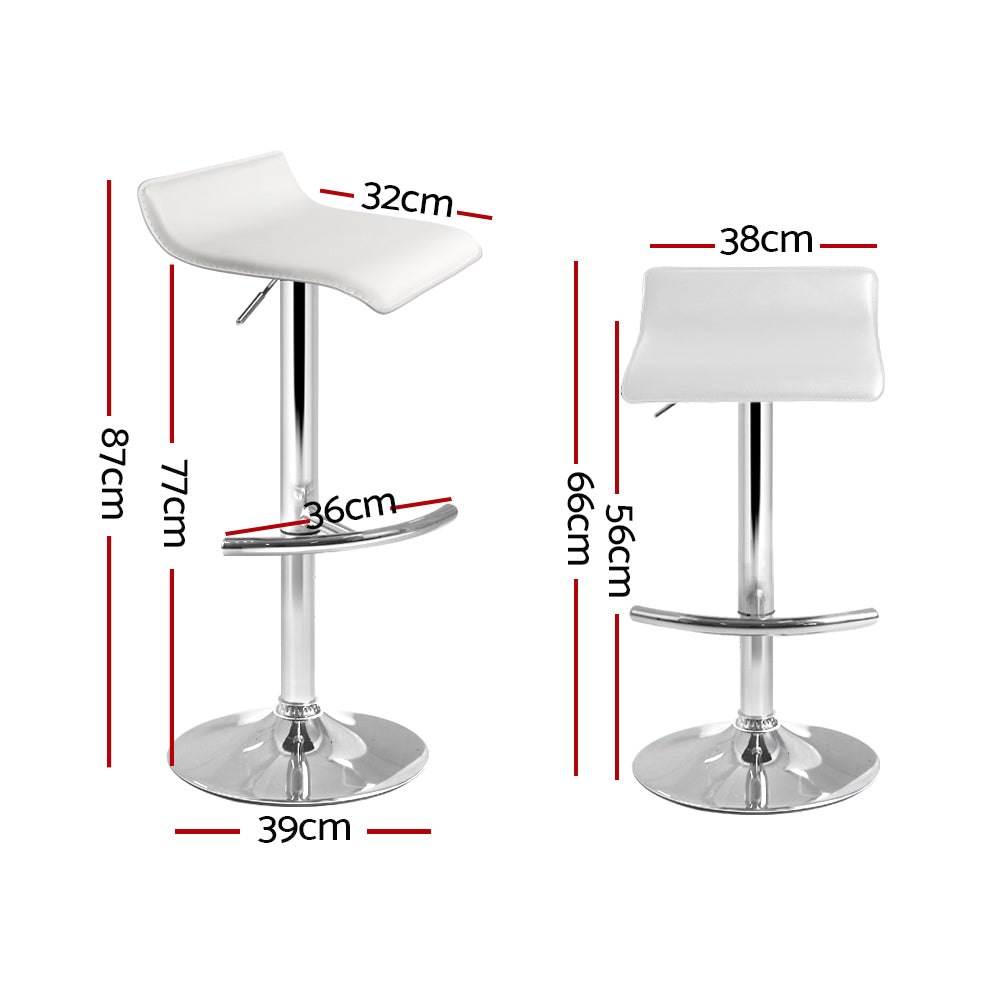 Set of 4 PU Leather Wave Style Bar Stools - White