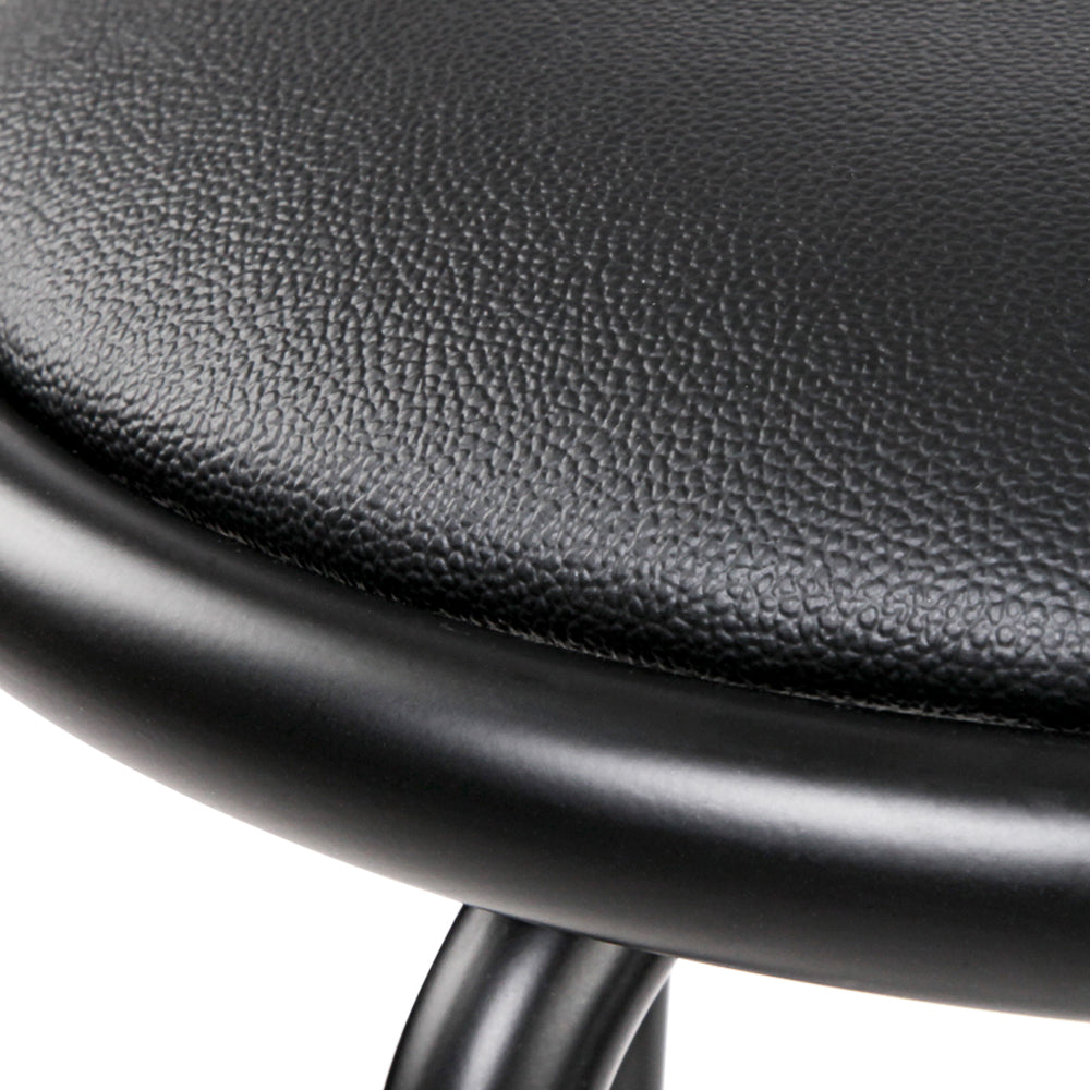 Set of 2 PU Leather Bar Stools - Black and Steel