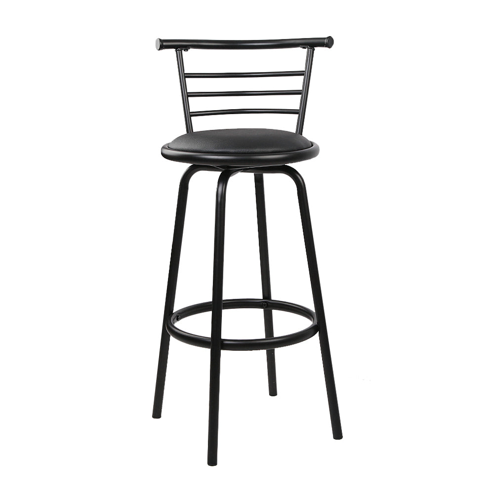 Set of 4 PU Leather Bar Stools - Black and Steel