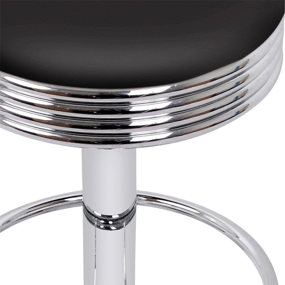 Set of 4 PU Leather Backless Bar Stools - Black and Chrome