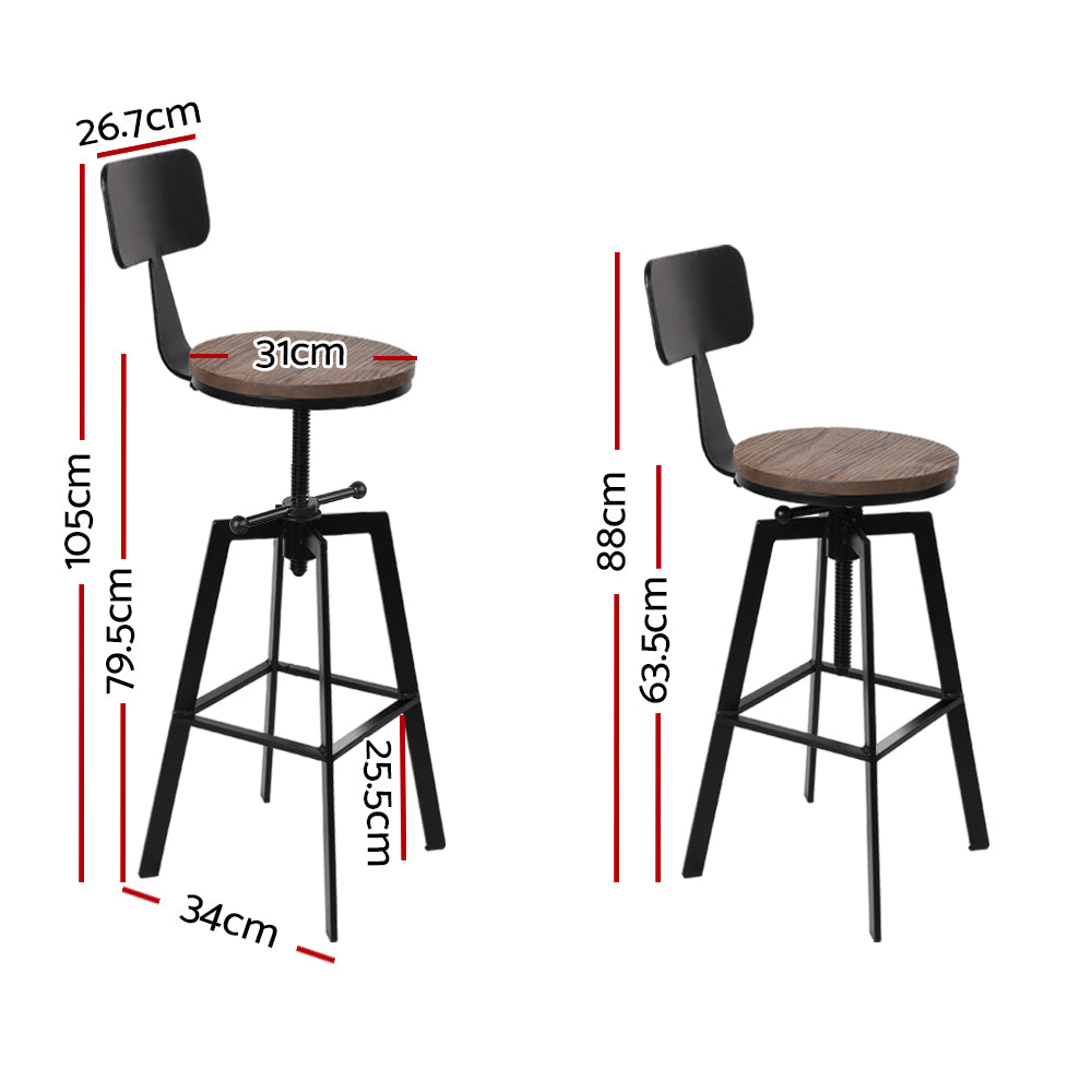 Cooper Industrial Style Metal and Wooden Rustic Bar Stool Black