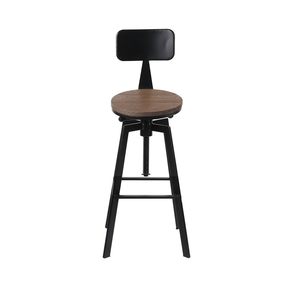 Cooper Industrial Style Metal and Wooden Rustic Bar Stool Black