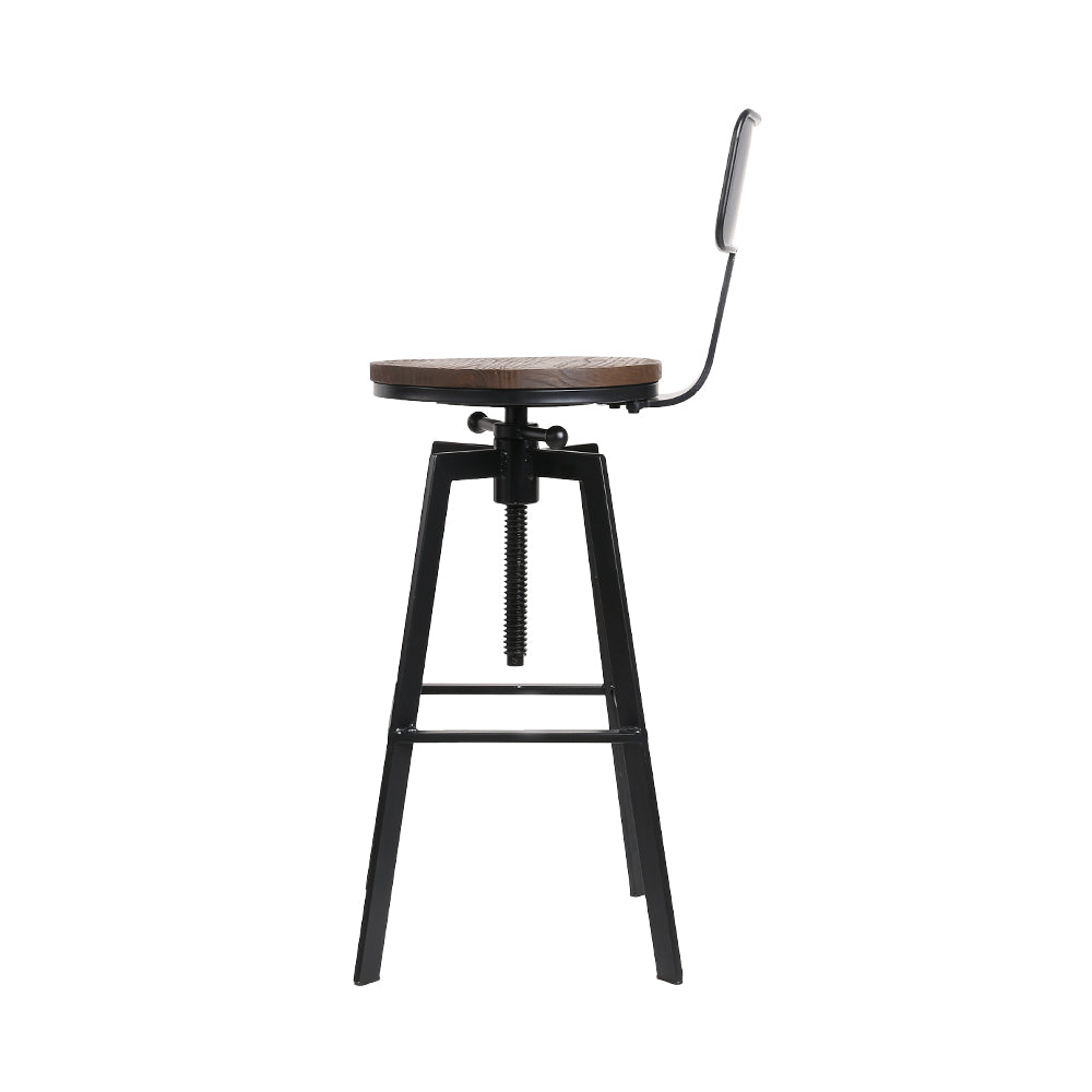 Cooper Industrial Style Metal and Wooden Rustic Bar Stool Black