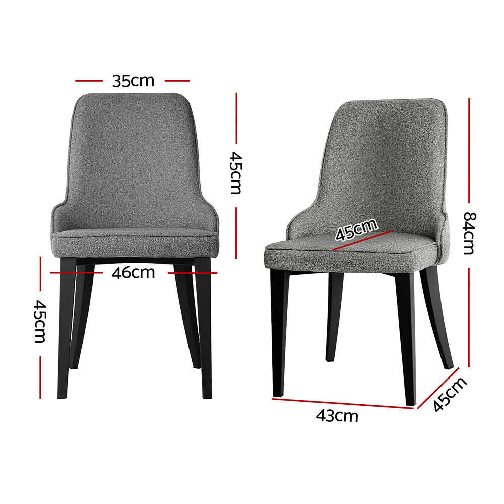 Dining Chairs Fabric Grey Set of 2 Domus