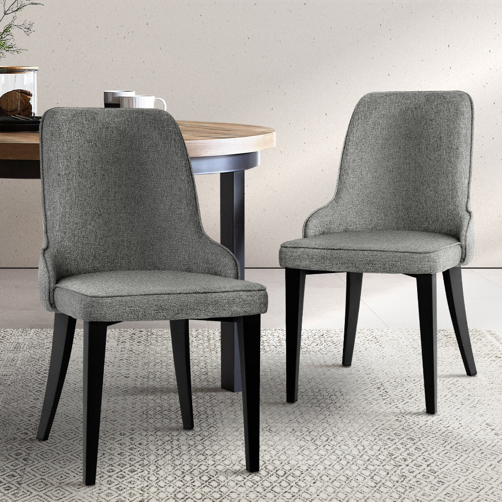 Dining Chairs Fabric Grey Set of 2 Domus