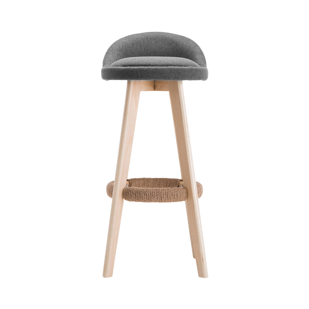 Set of 2 Fabric Backrest Bar Stools - Grey