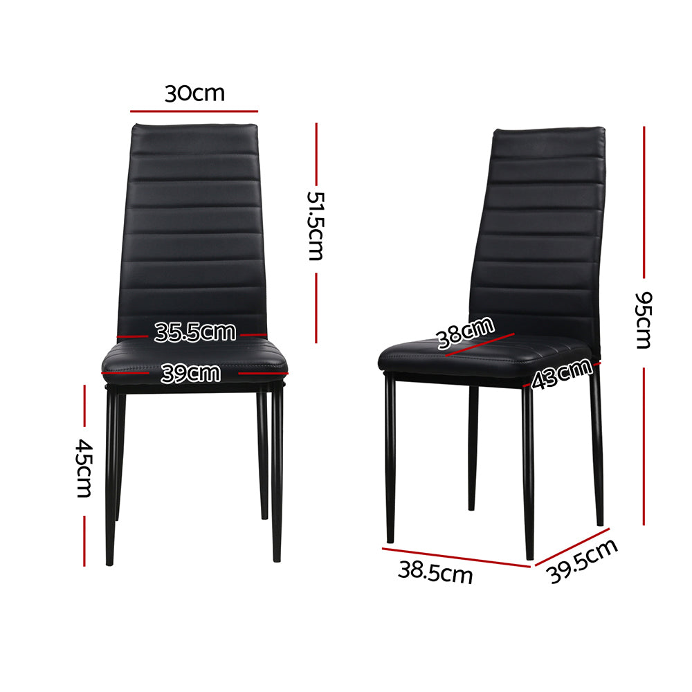 Dining Chairs Black PU Leather Set of 4 Astra