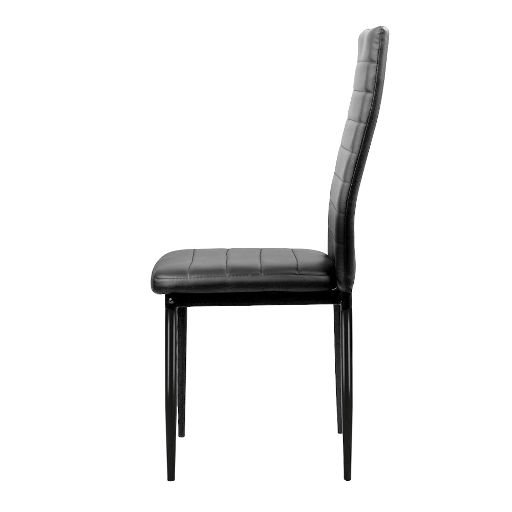 Dining Chairs Black PU Leather Set of 4 Astra