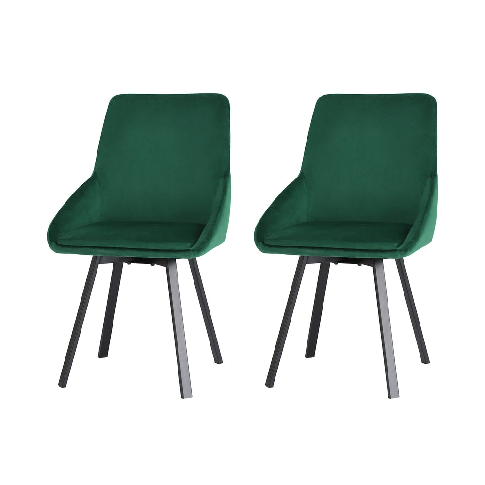 Set of 2 Sam Velvet Dining Chairs Green