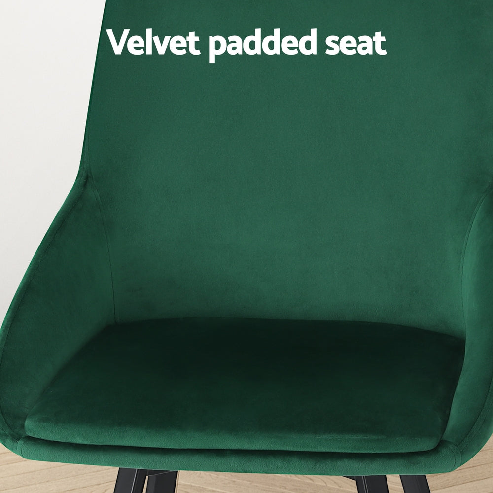 Set of 2 Sam Velvet Dining Chairs Green