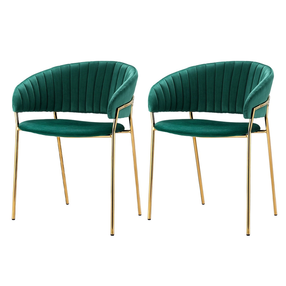 Dining Chairs Green Velvet Upholstered Set Of 2 Dalia