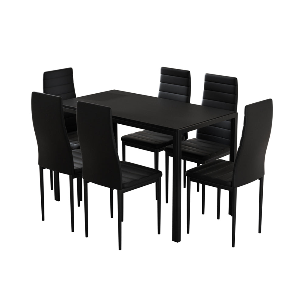 Dining Chairs and Table Dining Set 6 Chair Set Of 7 Black