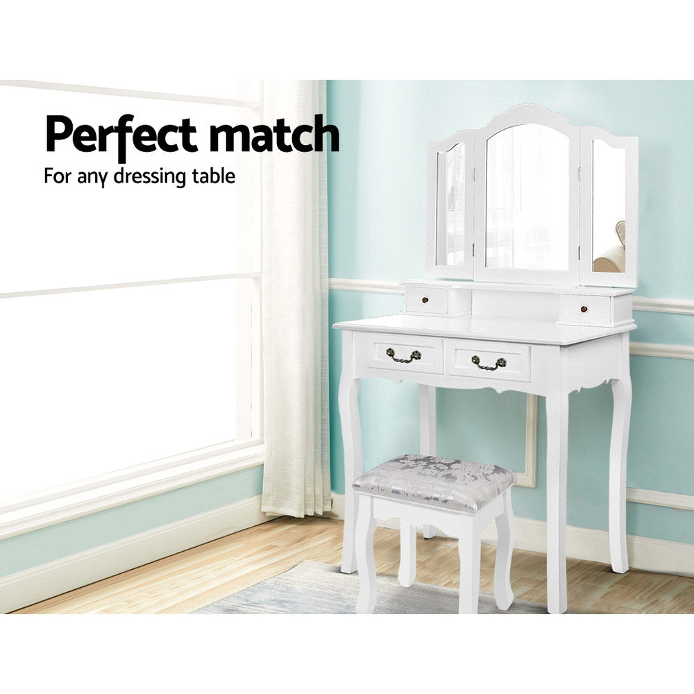 Dressing Table Stool Bedroom White Make Up Chair Fabric Furniture